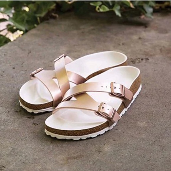 Birkenstock Shoes - Birkenstocks Yao Hex Metallic Slide size 38